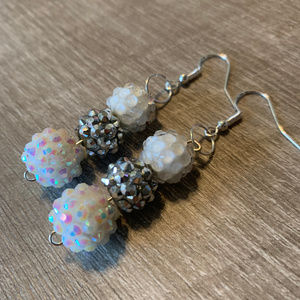 White and Silver Sparkle Earrings